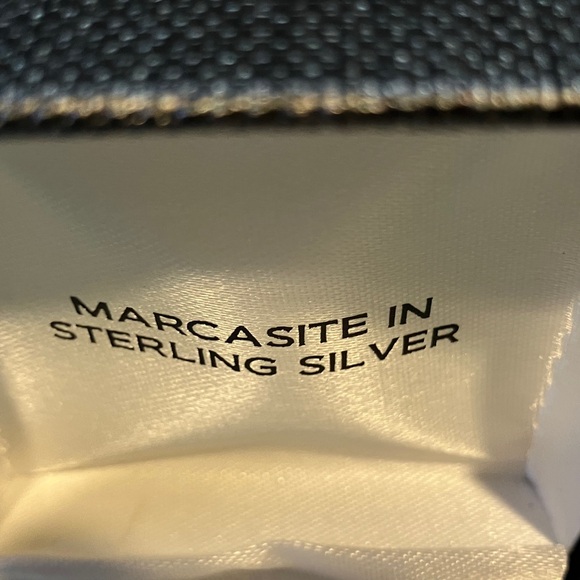 Marcasite Sterling Silver Earrings with Green Accents - Picture 2 of 2